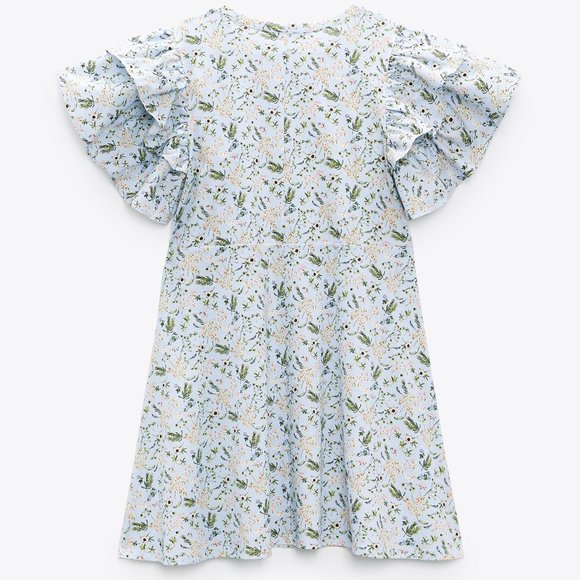 ZARA RUFFLED FLORAL PRINT MINI DRESS - Picture 2 of 4